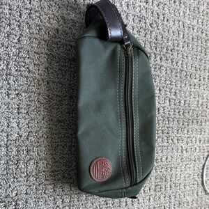 Timberland Olive Green Toiletry Bag with Leather Accents